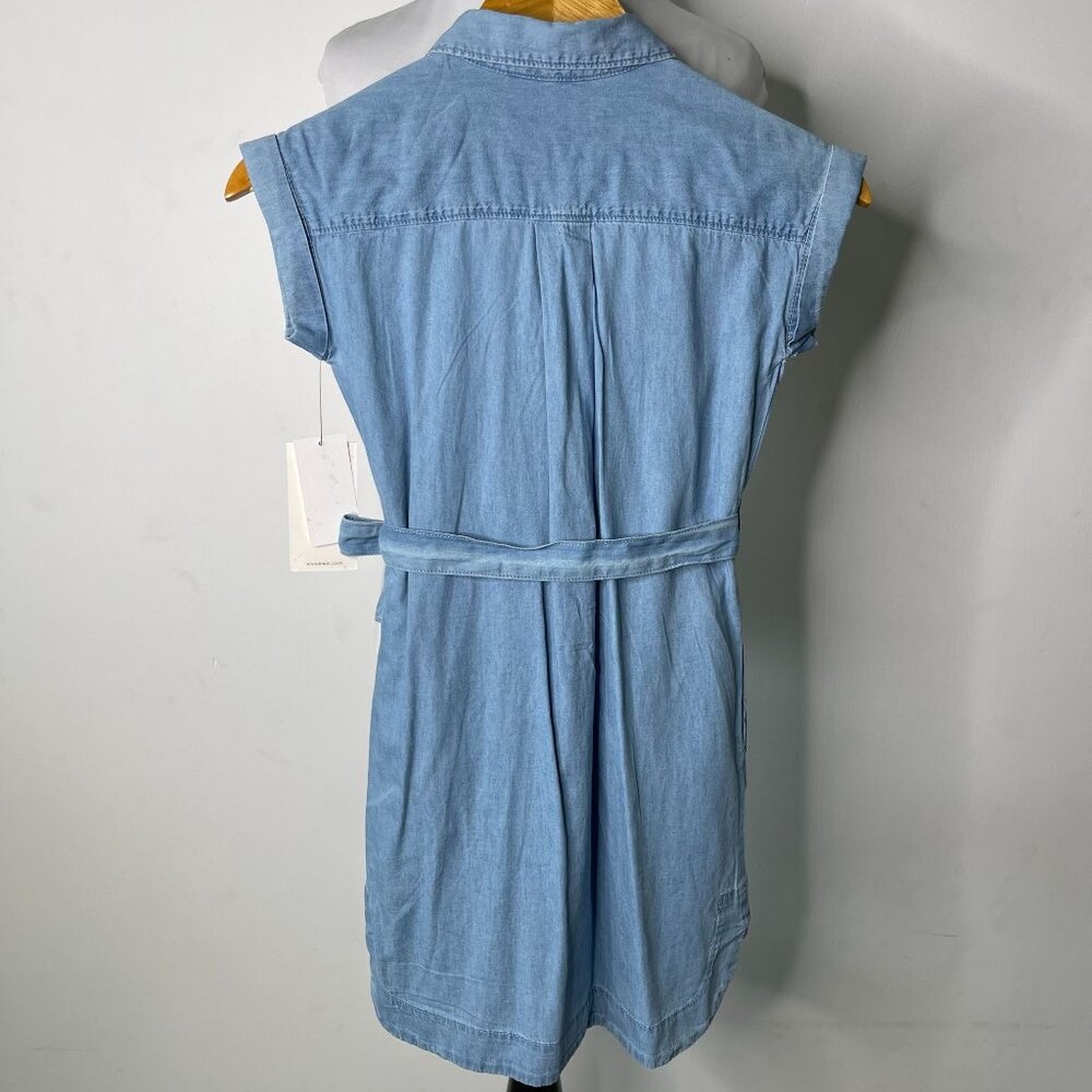 NWT Calvin Klein Jeans Kid's Blue Cotton Belted Short Sleeve Dress Size Medium - Picture 2 of 11